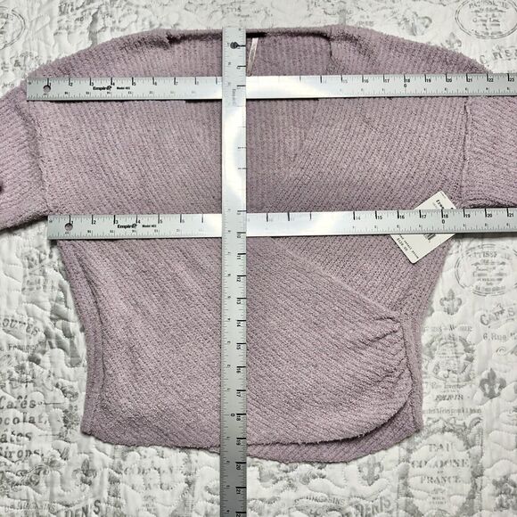 Free People Women Purple Lilac Long Sleeve V-neck Faux Wrap Sweater S OB923359 - Picture 7 of 8